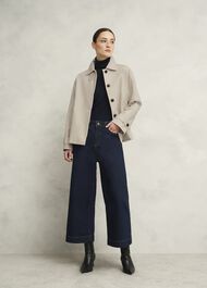 Frida Shower Resistant Short Trench Coat, Buff Grey, hi-res