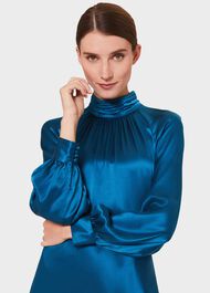 Haisley Silk Dress, Kingfisher Blue, hi-res