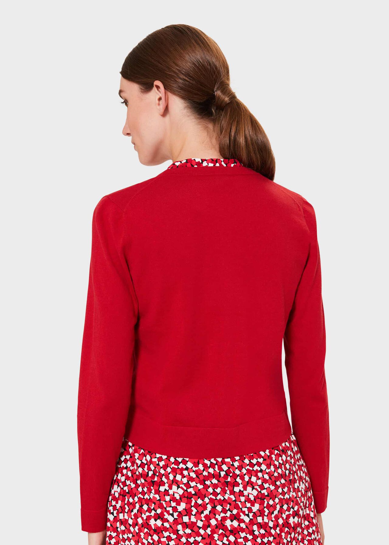 Michelle Cotton Cardigan, Red, hi-res