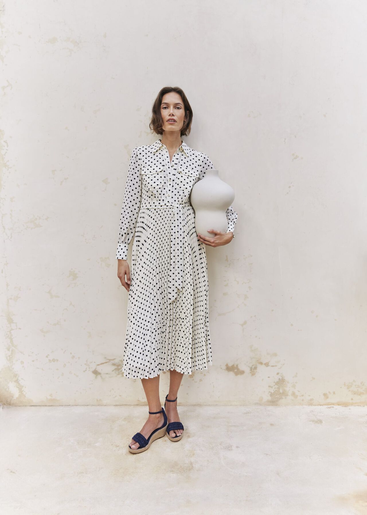 Larina Dress, Ivory Navy, hi-res