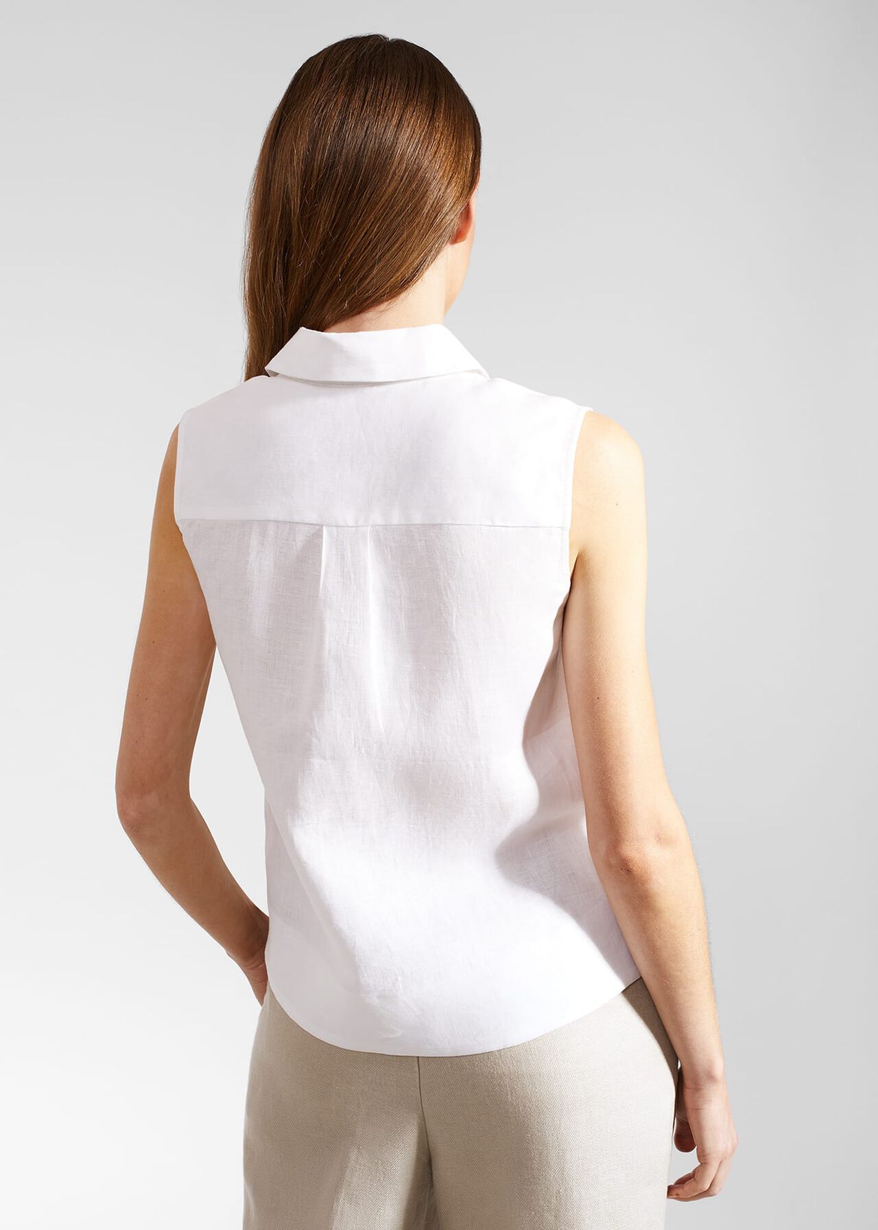 Salem Linen Top, White, hi-res