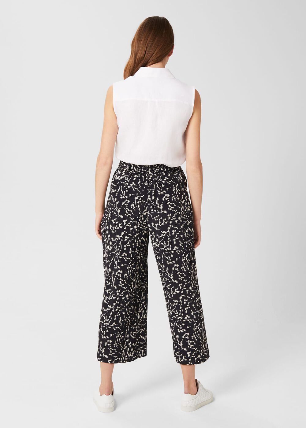Jen Wide Leg Crop Trousers, Navy Ivory, hi-res