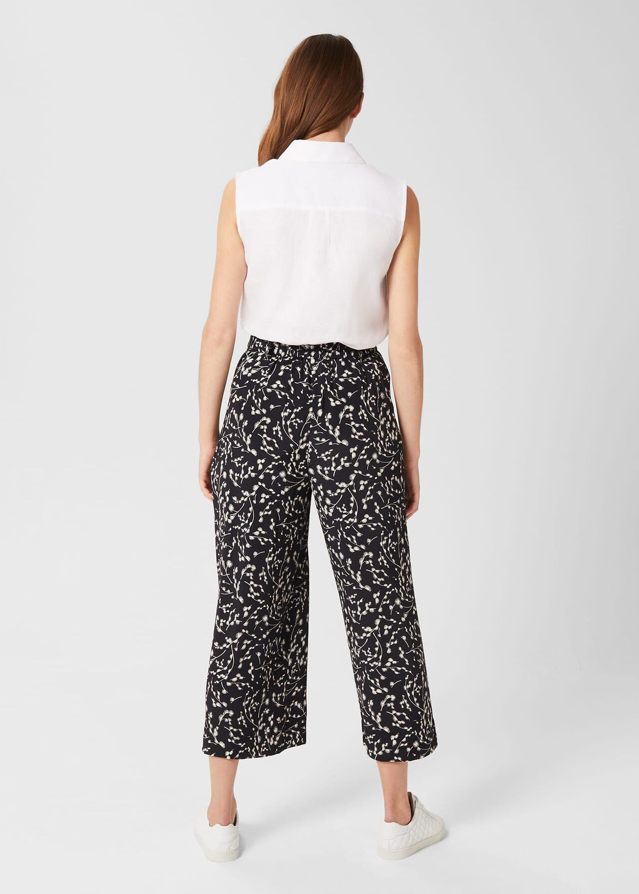 Jen Wide Leg Crop Trousers, Navy Ivory, hi-res