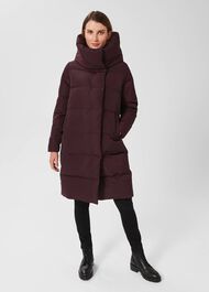 Heather Water Resistant Puffer Jacket, Wine, hi-res