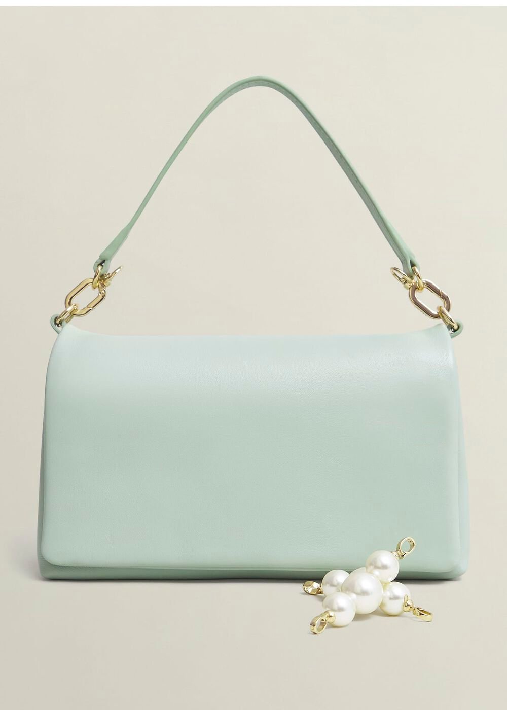 Jas Leather Clutch Bag, Sage Green, hi-res
