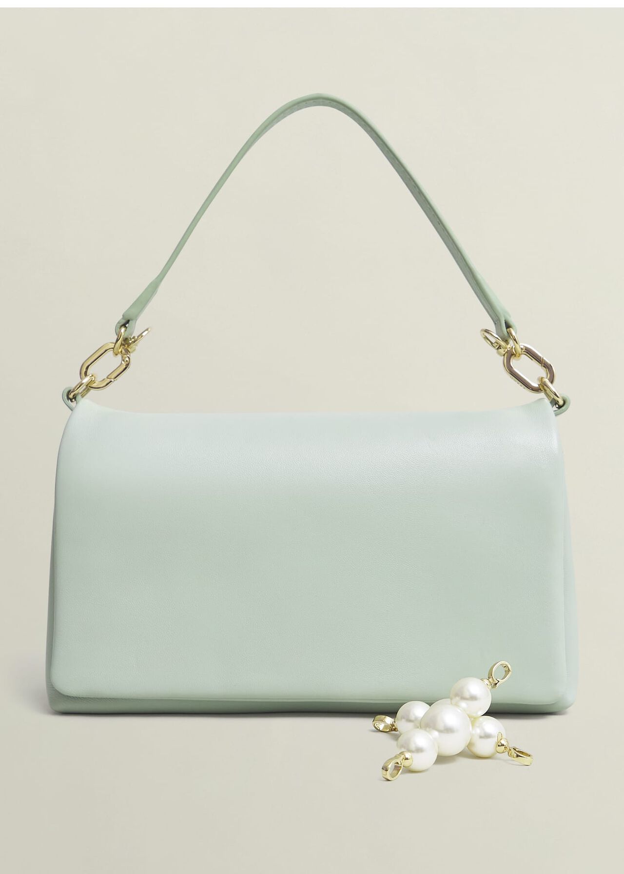 Jas Leather Clutch Bag, Sage Green, hi-res