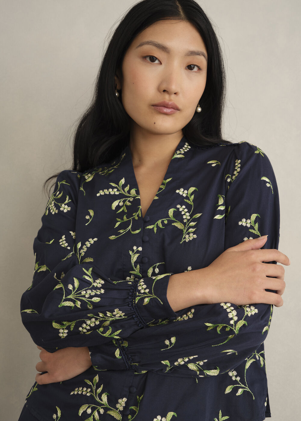 Annie Floral Embroidered Top, Midnight Multi, hi-res