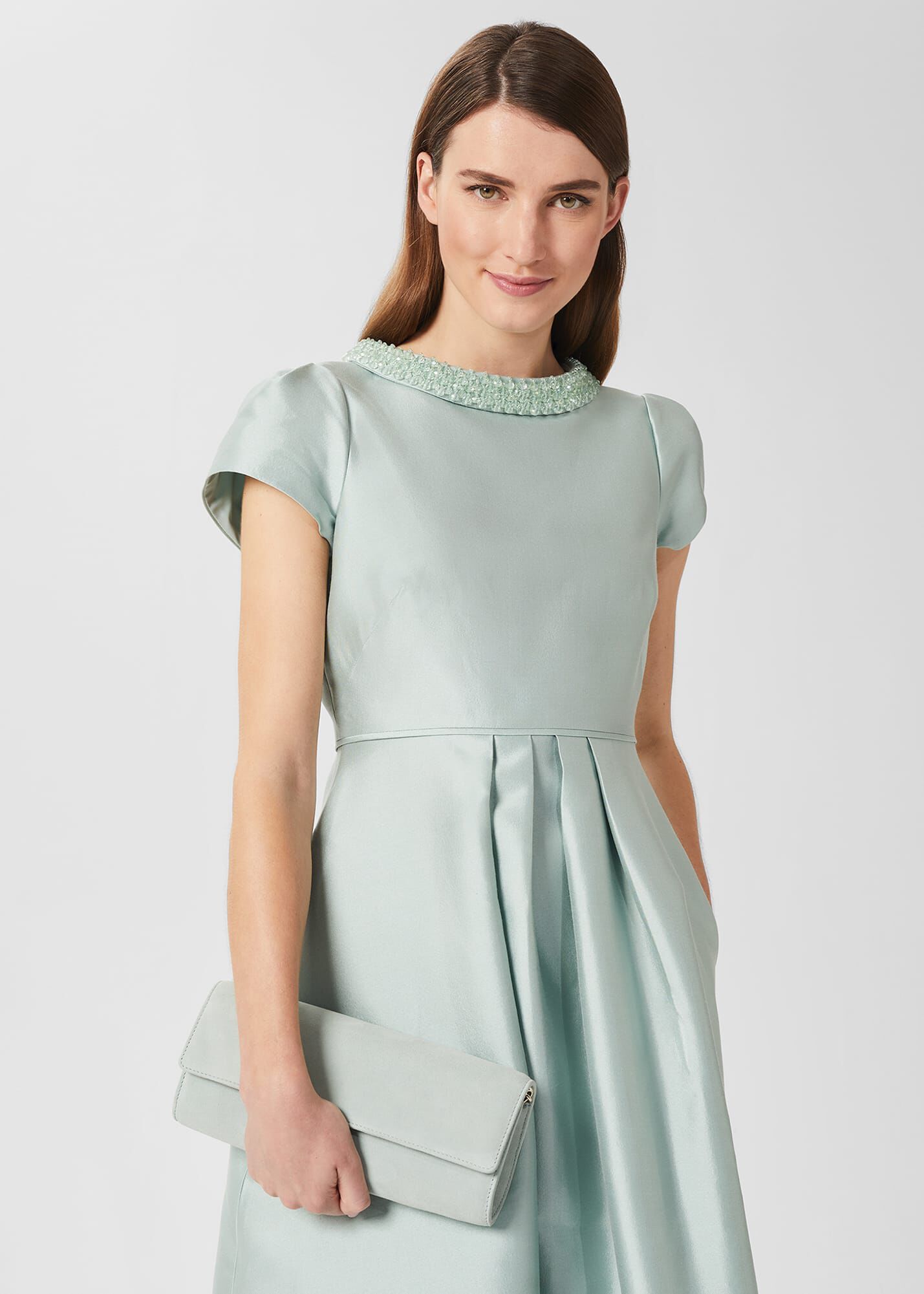 green suede clutch