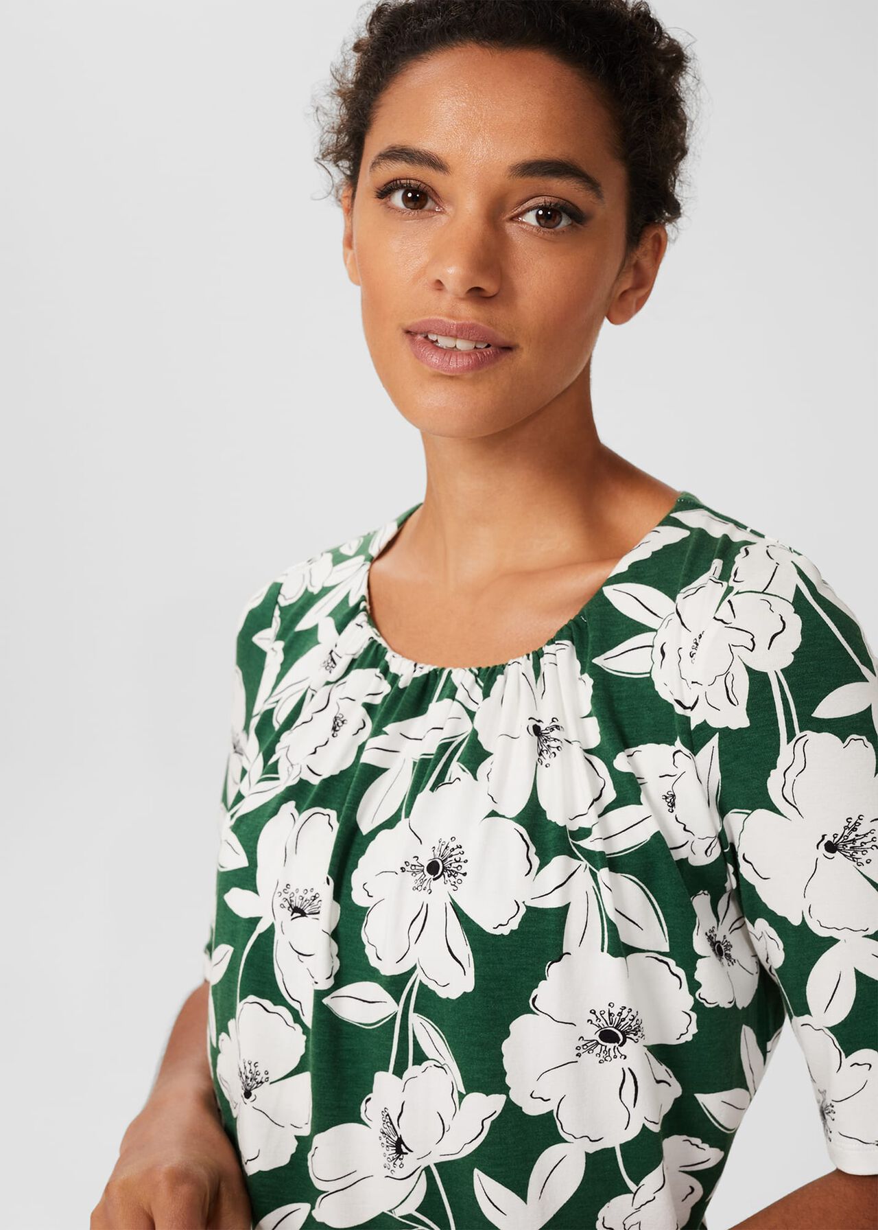 Viola Printed Top, Forest Green, hi-res