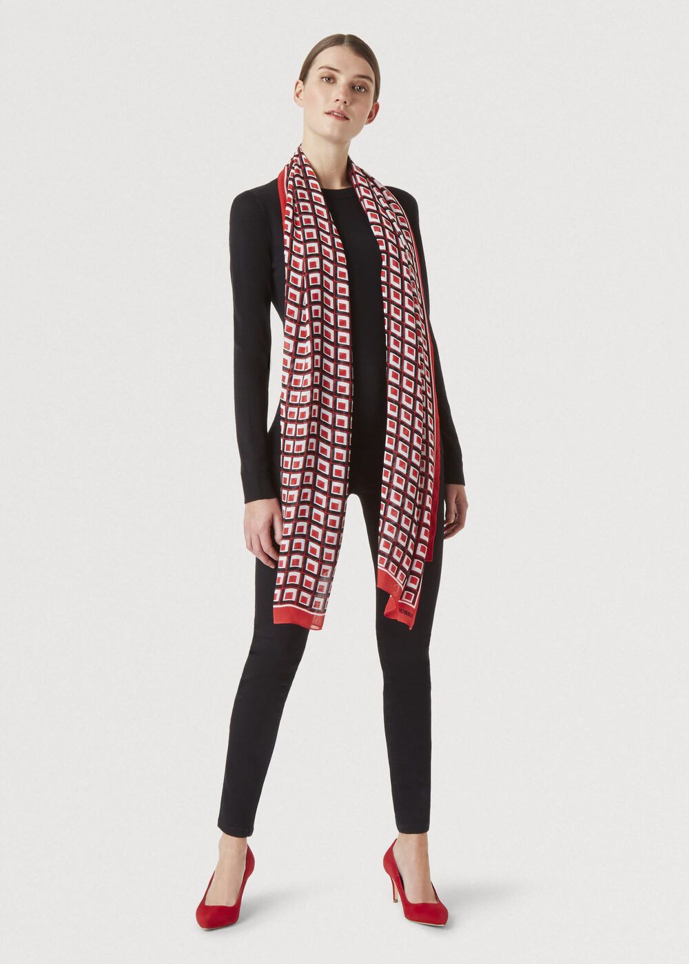 Cammy Scarf, Red Black, hi-res