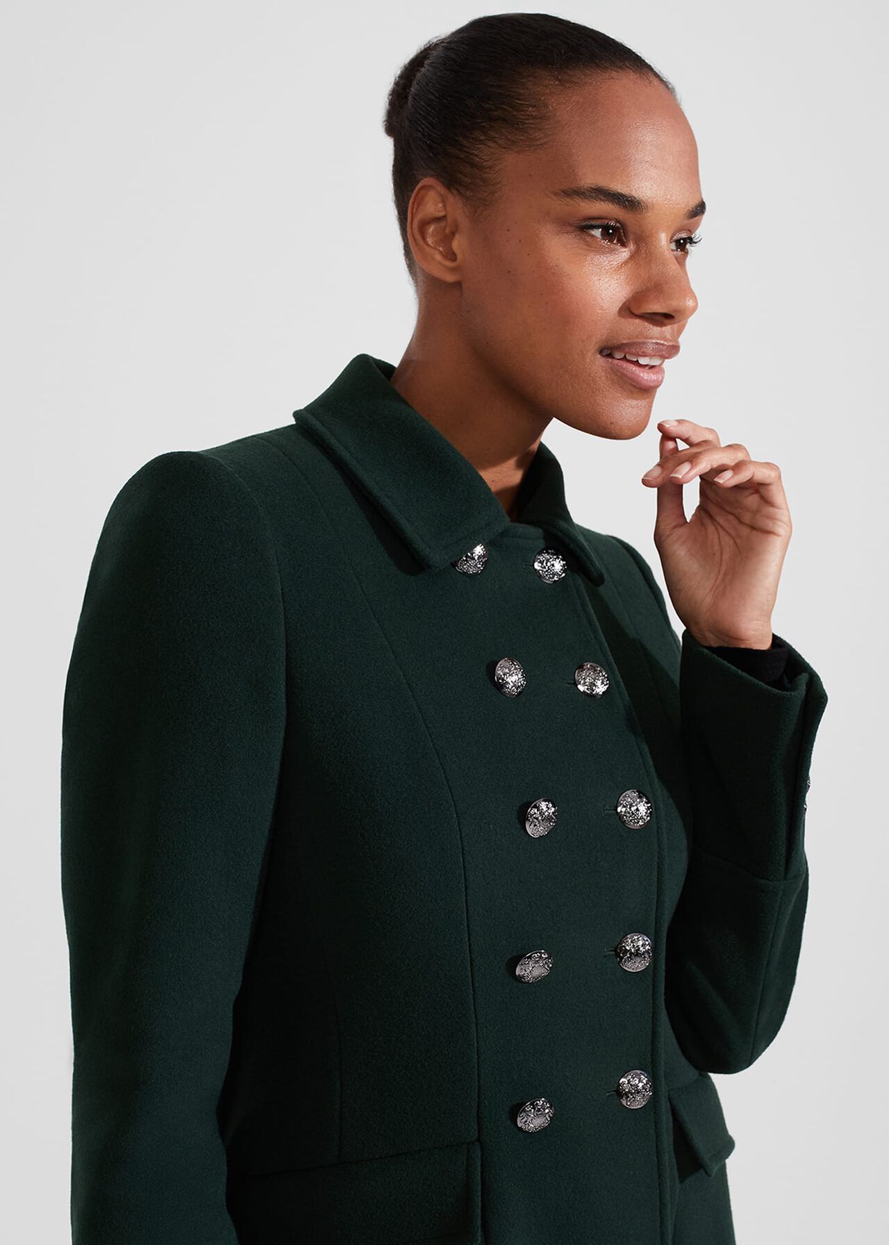 Petite Clarisse Wool Blend Coat, Green, hi-res