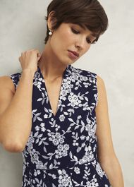 Petite Quin Embroidered Dress, Midnight Ivory, hi-res