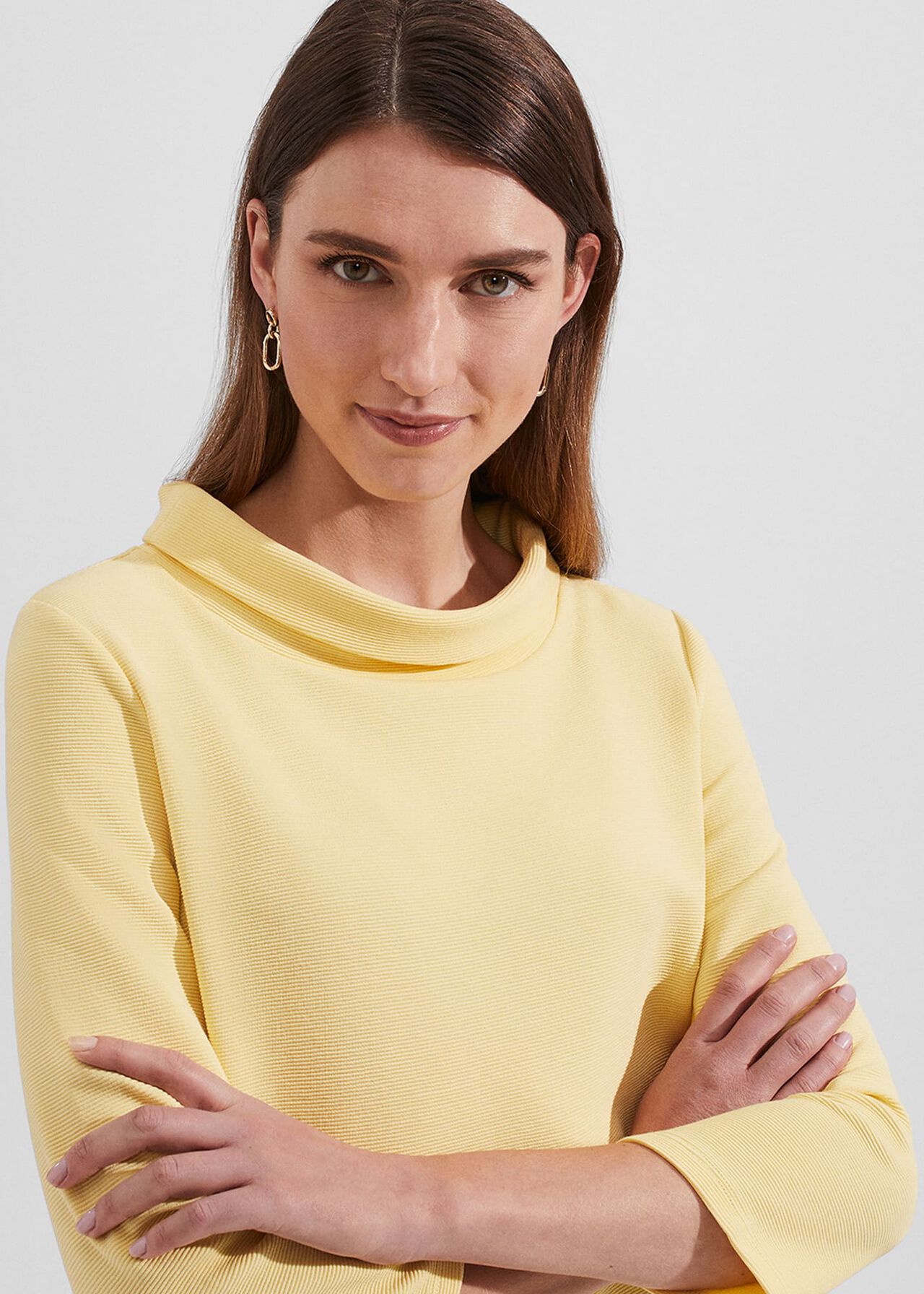 Betsy Textured Top With Cotton , Yellow, hi-res