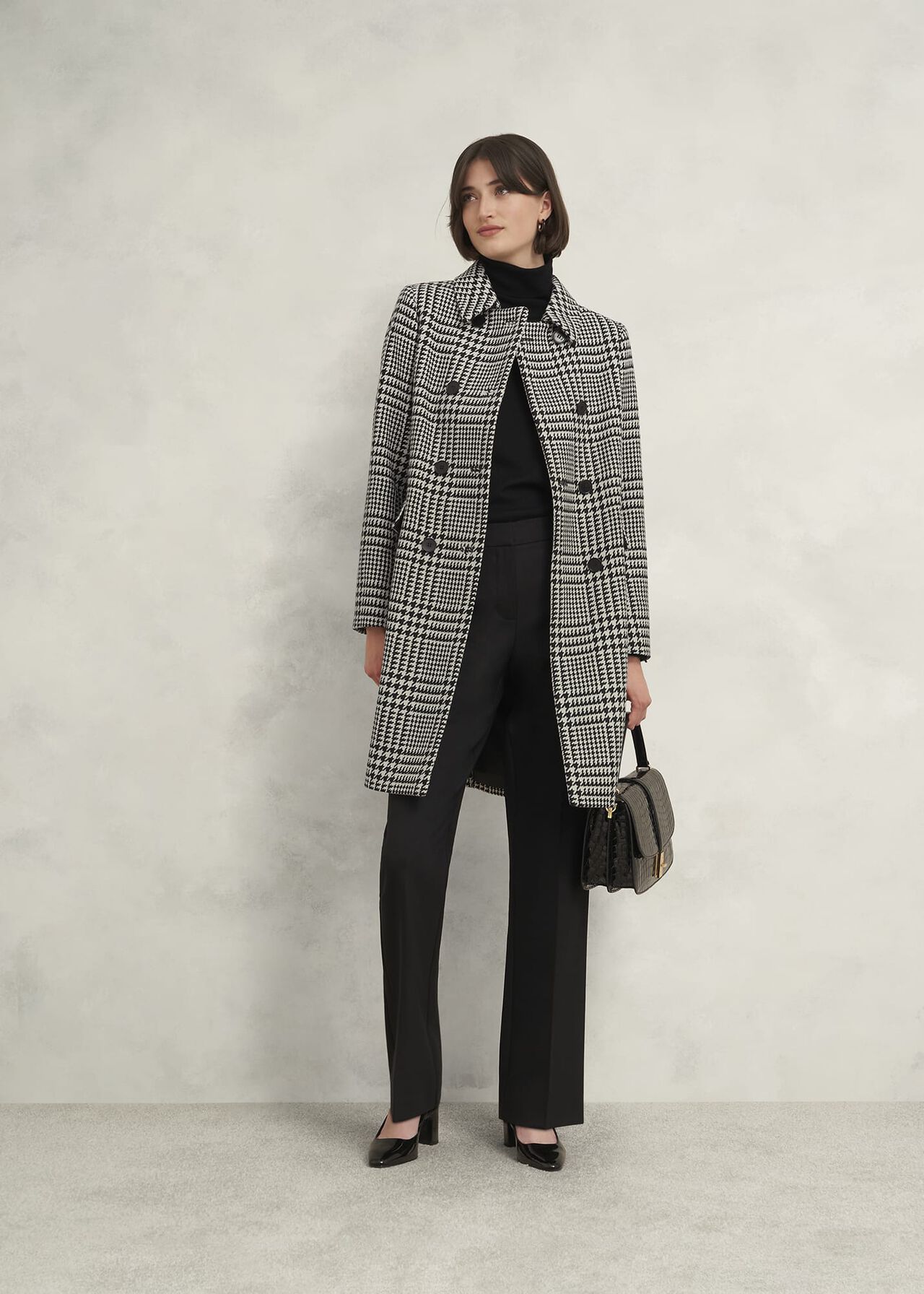 Black Long Warm Wool Coat 3987