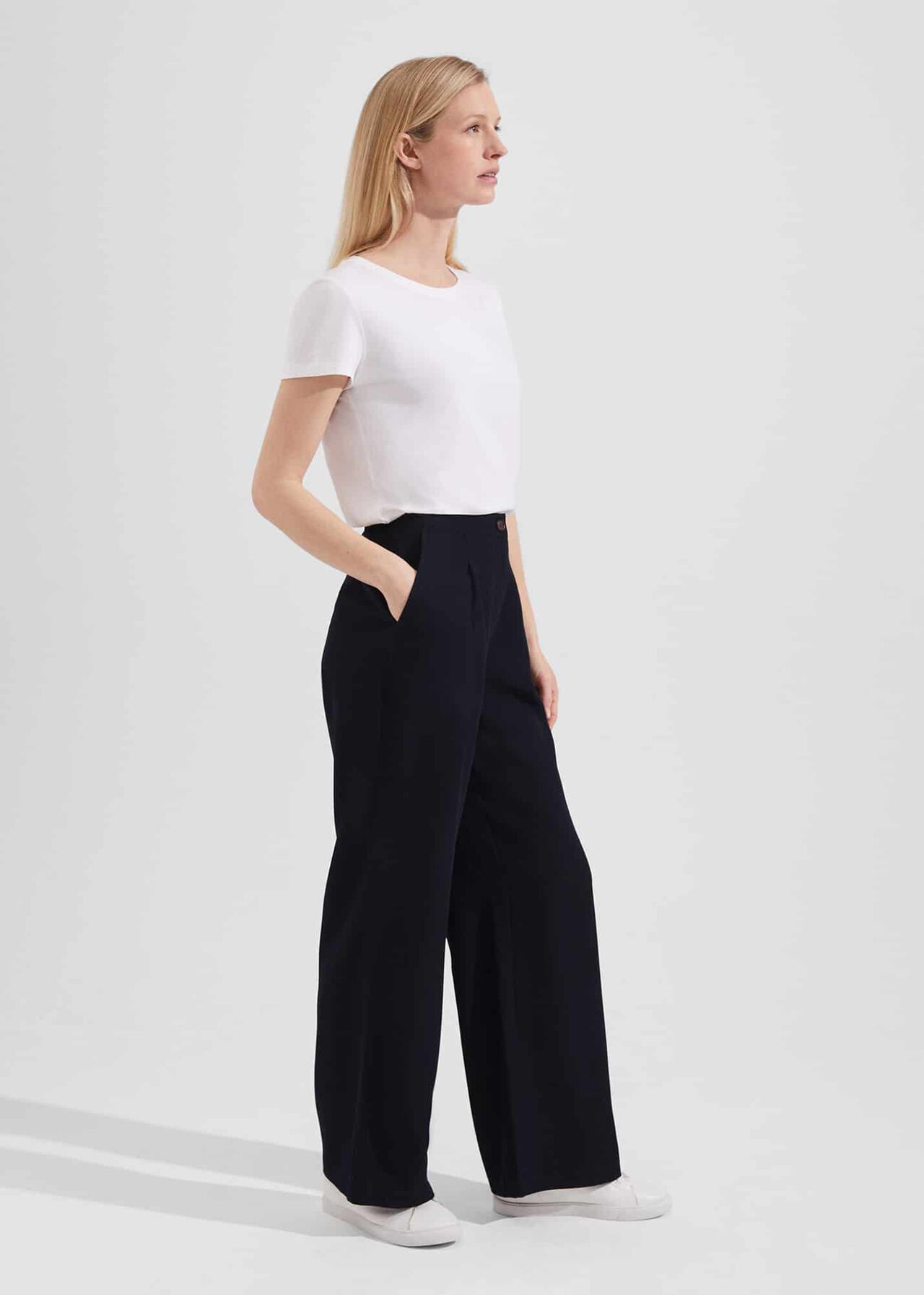 Zuri Twill Trousers, Navy, hi-res