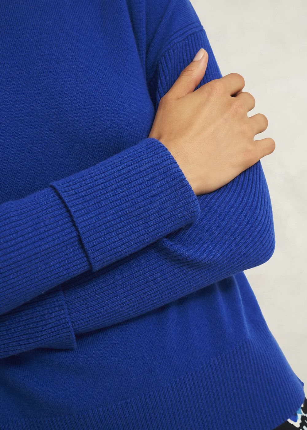 Blue Darla Wool Blend Chunky Crew Neck Knitted Sweater, Rich Vivid Blue, hi-res