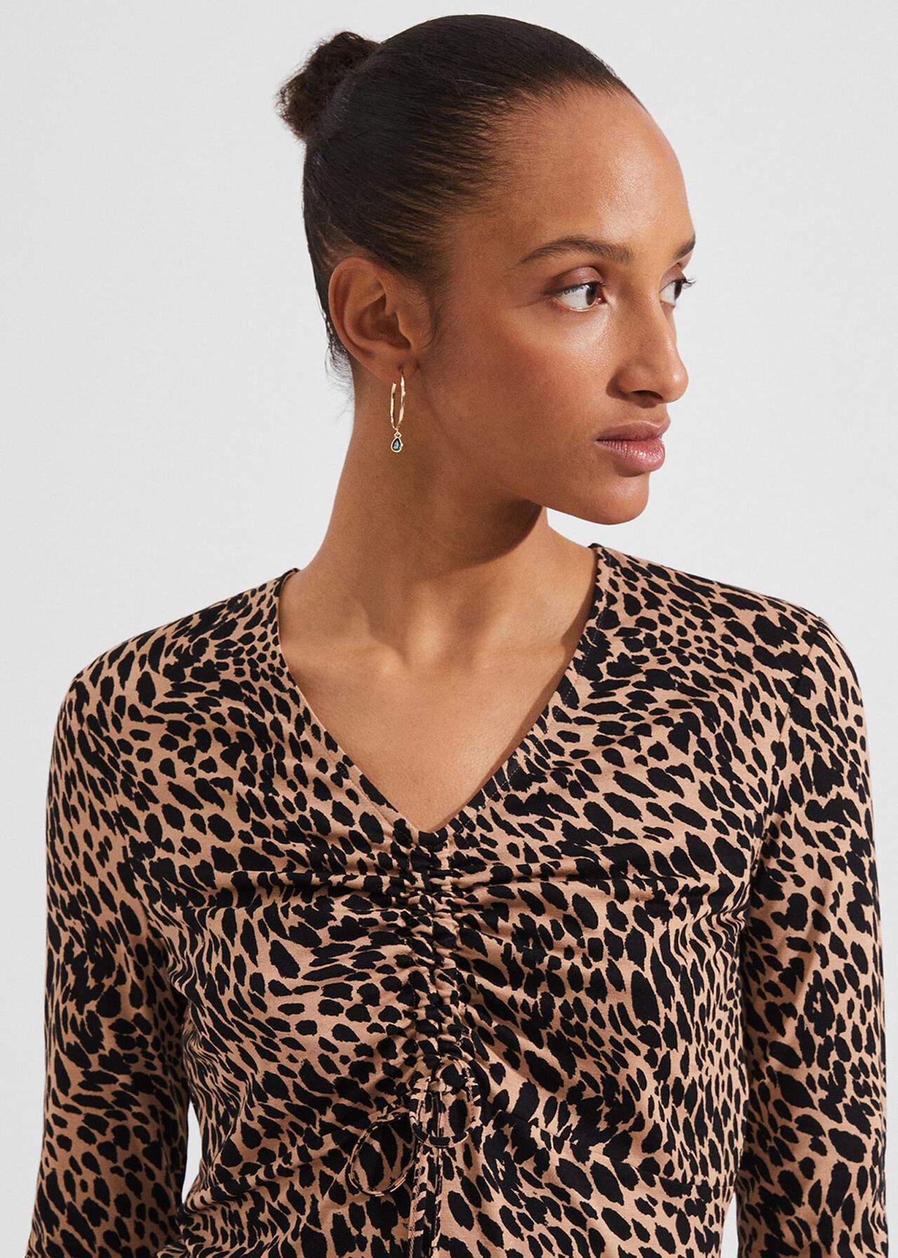 Simmy Printed Top, Camel Black, hi-res
