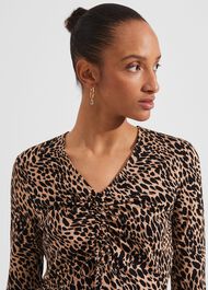 Simmy Printed Top, Camel Black, hi-res