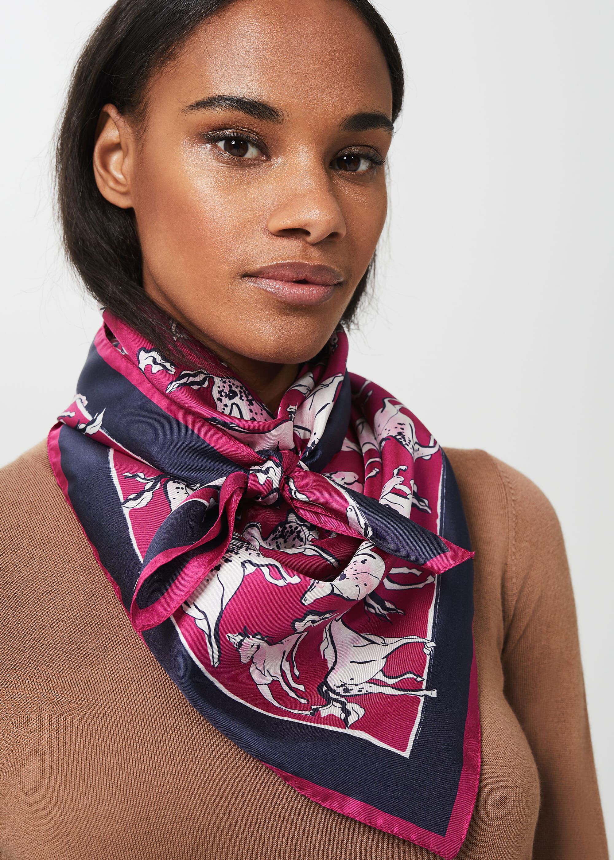 Navy shop silk scarf
