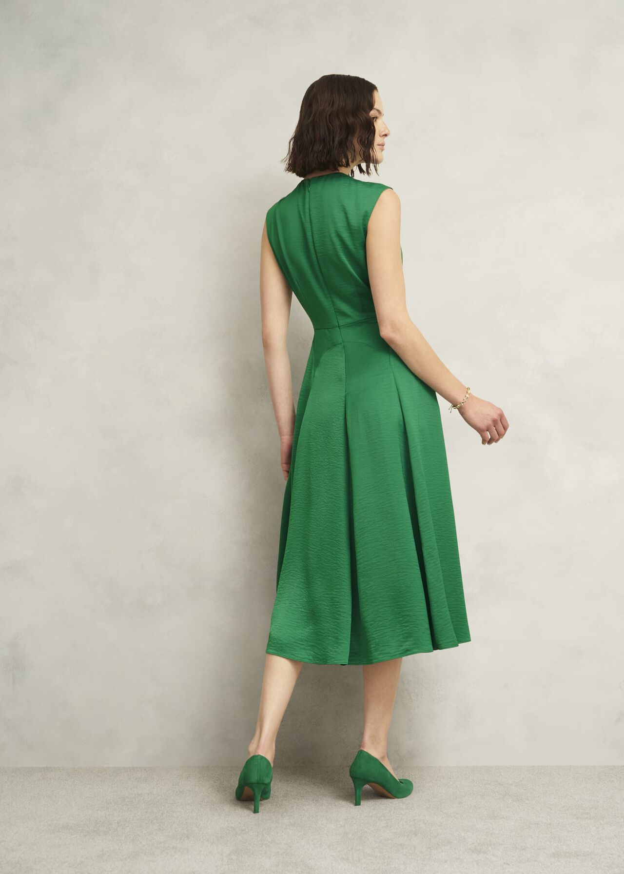 Isobel Satin Midi Dress, Amethyst Green, hi-res