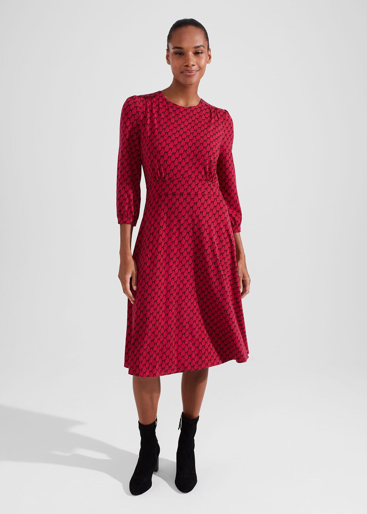 Indi Jersey Dress, Berry Red, hi-res