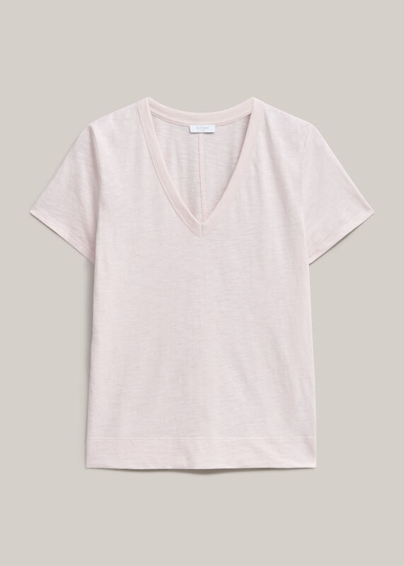 Arianna Cotton Slub V Neck T-Shirt