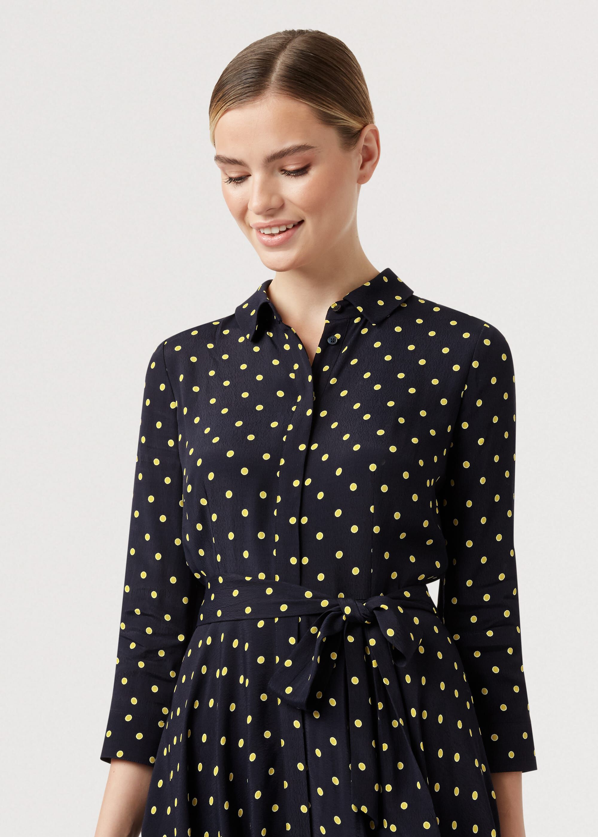 chambray ruffle shift dress