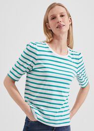 Eva Stripe Top, White Aruba, hi-res