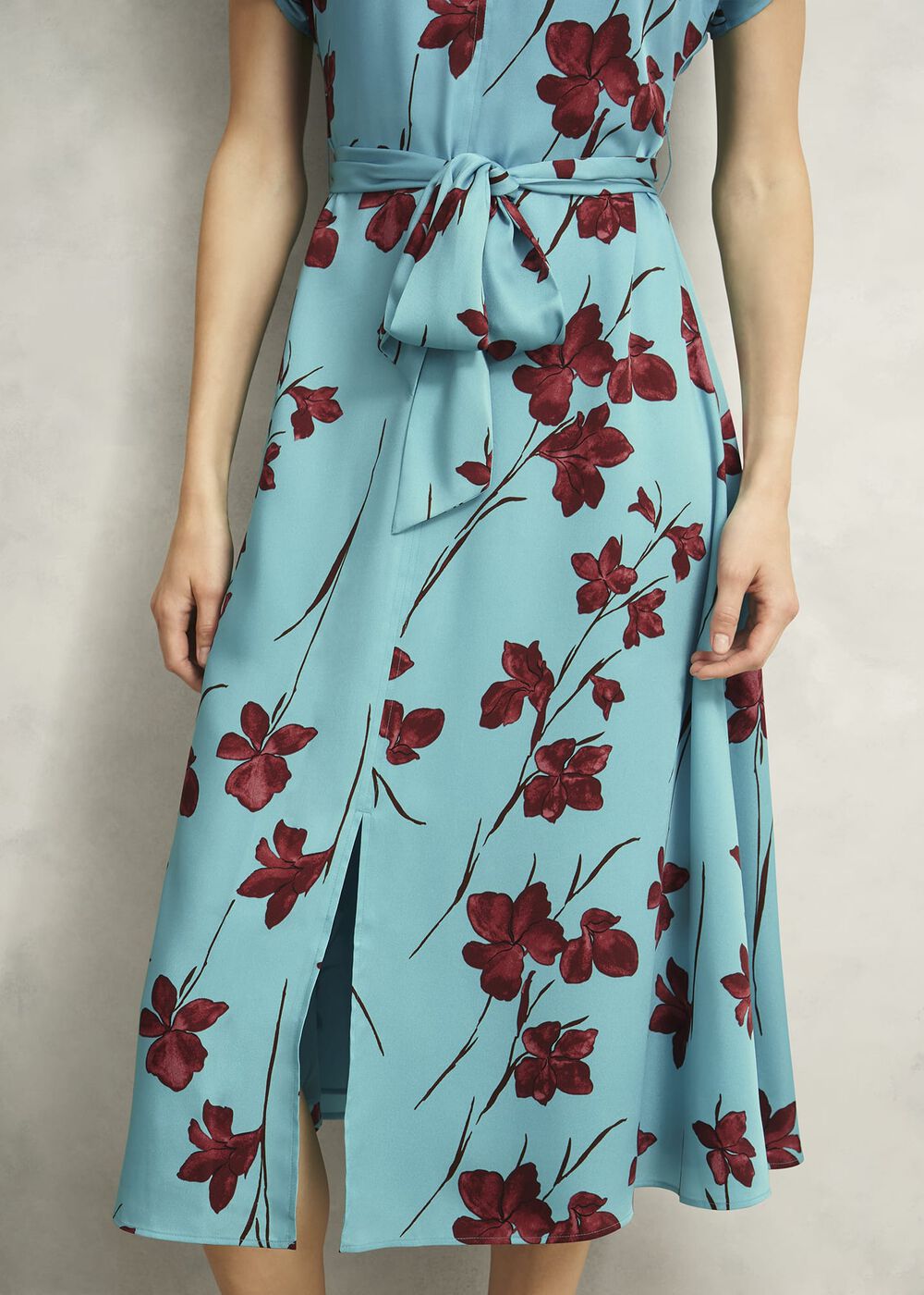 Hardwick Floral Tie Waist Dress, Blue Brown, hi-res