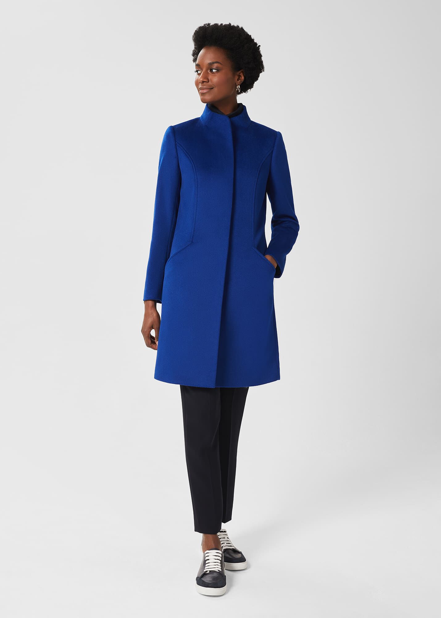 Blue wool coat cheap