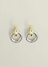 Clarisse Earrings, Silver Gold, hi-res