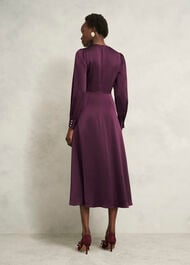 Anais Textured Satin Dress, Onyx Red, hi-res