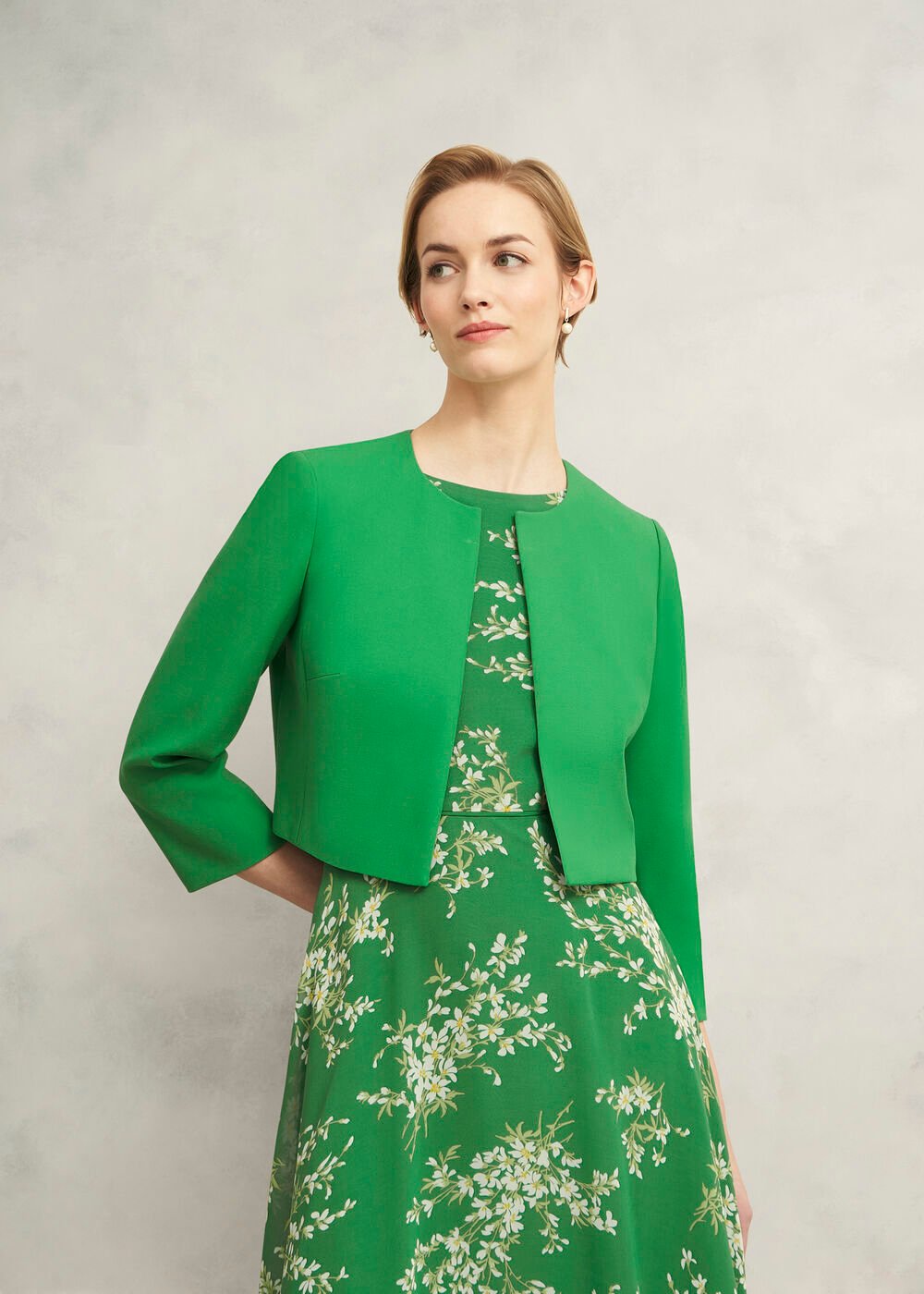 Elize Crepe Jacket, Cilantro Green, hi-res