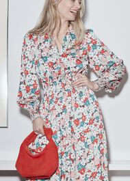 Fairfax Floral Fit And Flare Dress, Green Red Multi, hi-res