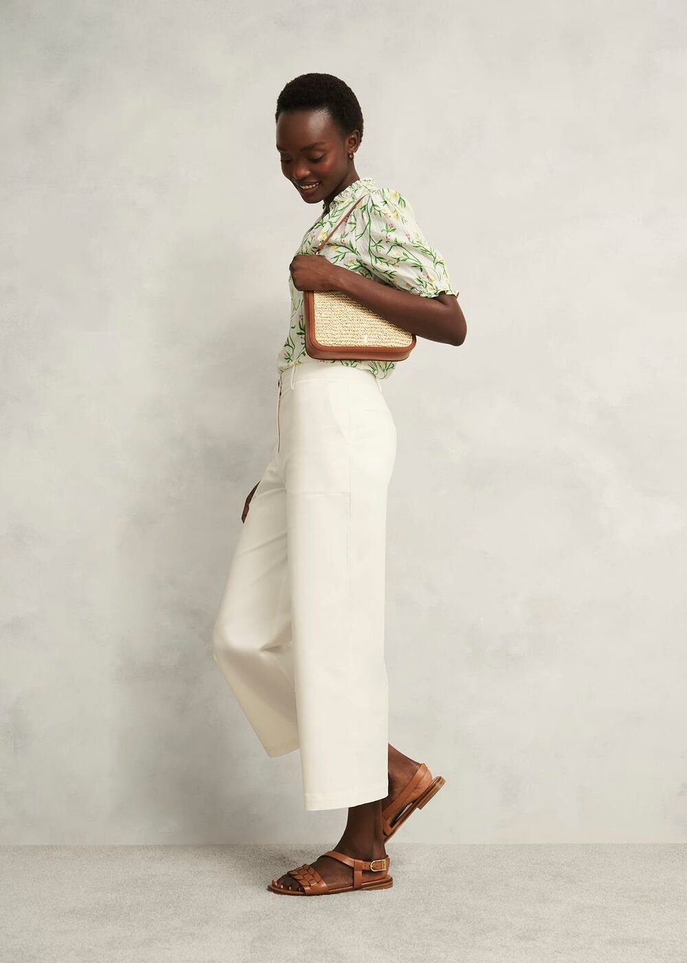 Clemmie Cotton Trousers, Milky White, hi-res