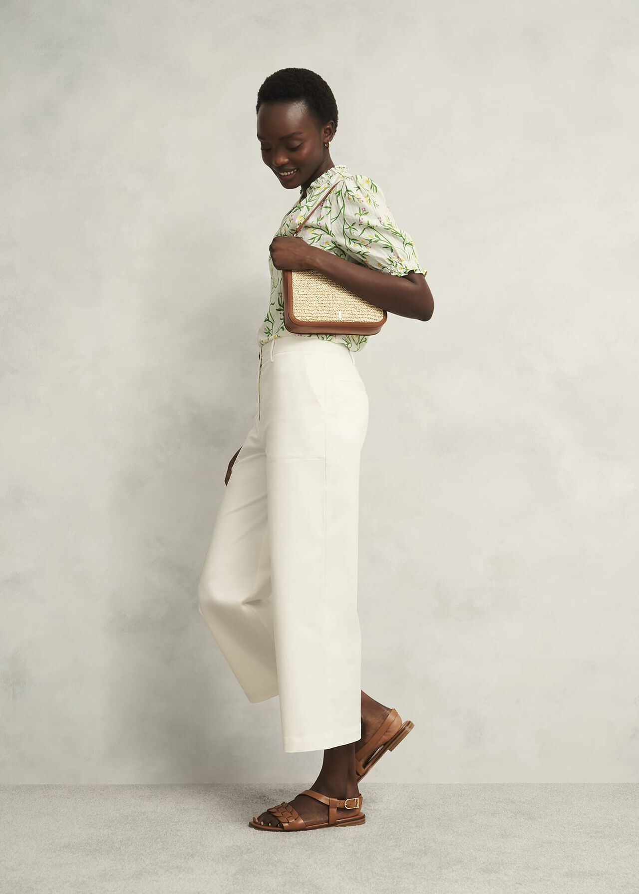 Clemmie Cotton Trousers, Milky White, hi-res