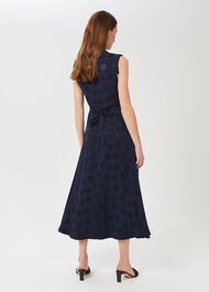 Ashley Jacquard Spot Dress, Midnight, hi-res