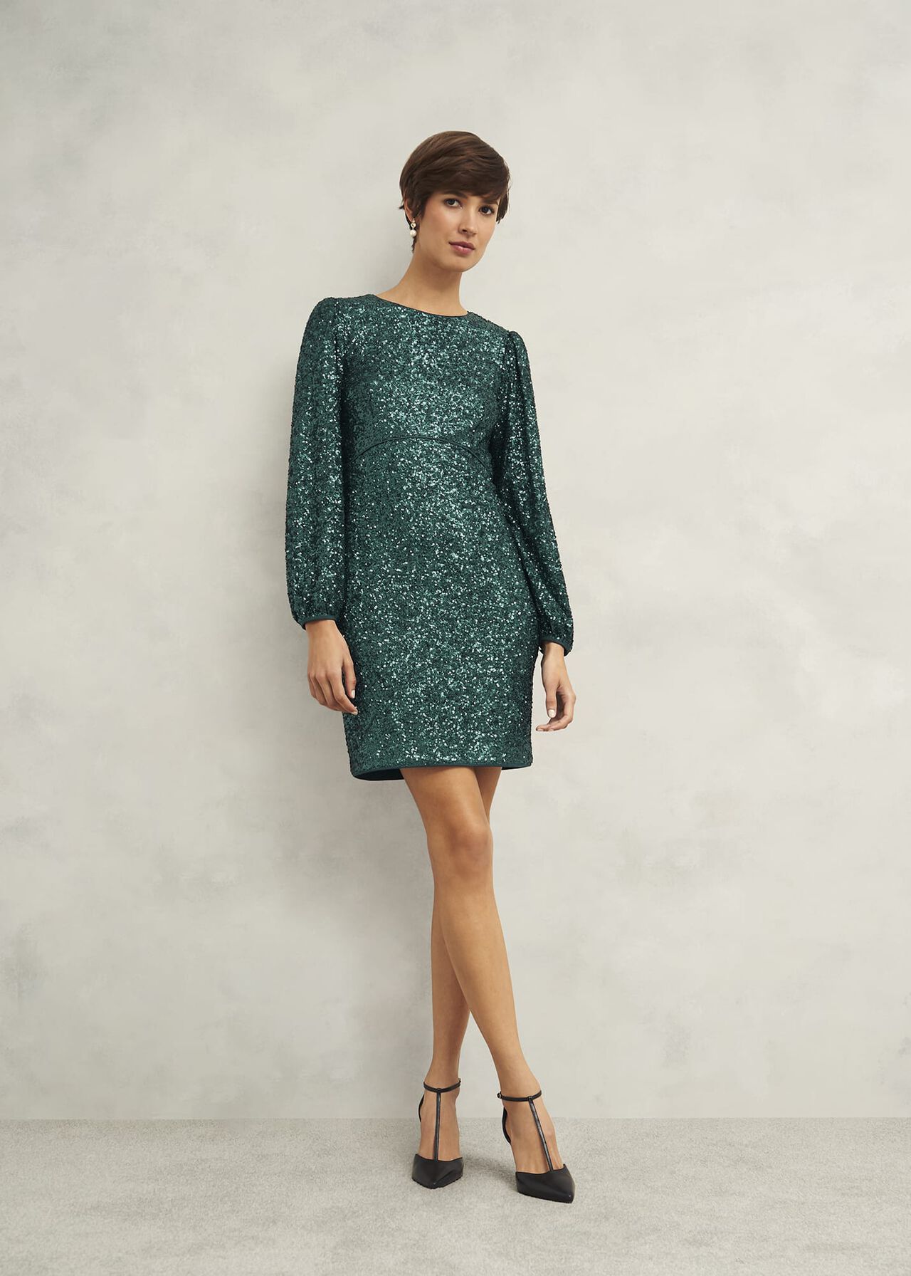 Cianna Sequin Dress, Evergreen, hi-res