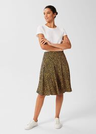 Inez Printed Skirt, Navy Ochre, hi-res