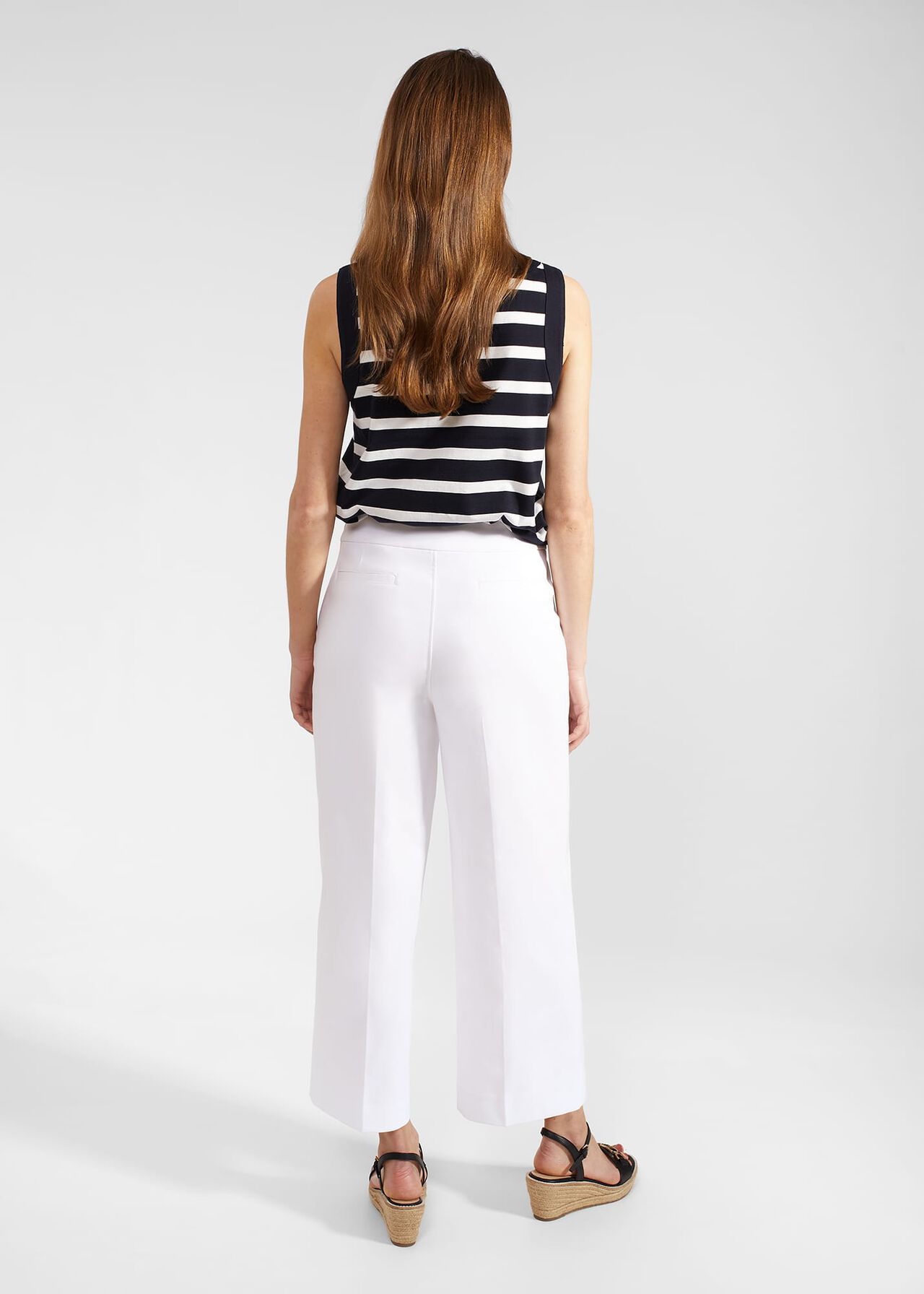 Petite Simone Crop Pants With Cotton, White, hi-res
