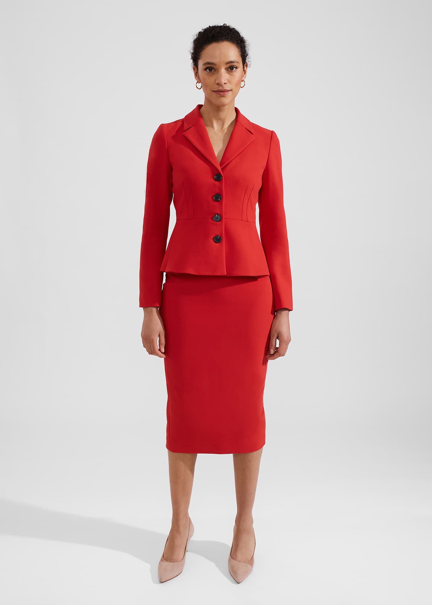Red sales skirt suit