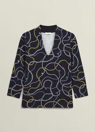 Aimee Printed Top, Navy Multi, hi-res