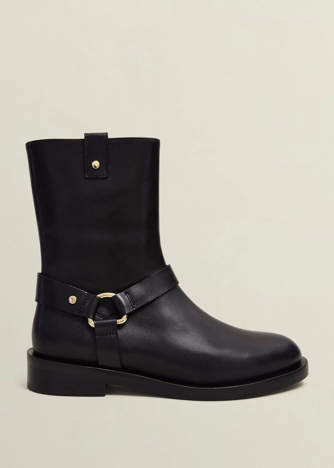 Effie Leather Biker Boots, Black, hi-res