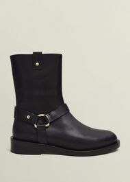 Effie Leather Biker Boots, Black, hi-res