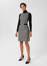 Lucia Wool Dress, Black Ivory, hi-res