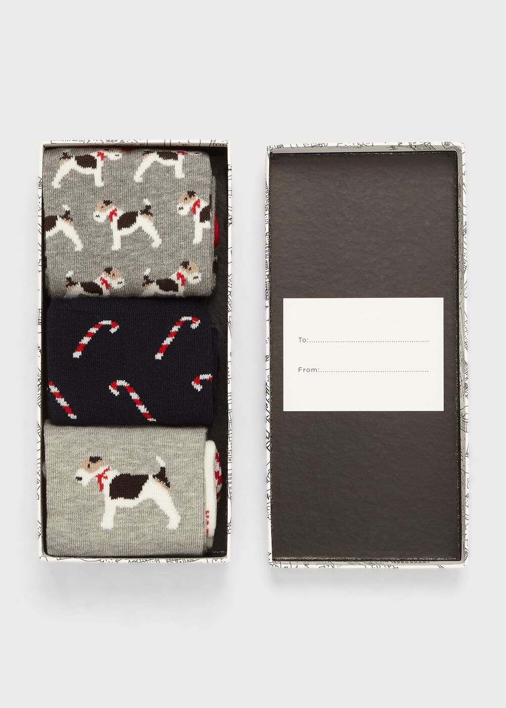 Festive Dog Sock Set, Grey Red, hi-res