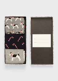 Festive Dog Sock Set, Grey Red, hi-res