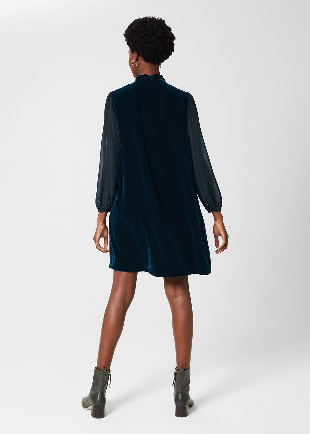 Faye Velvet Dress, Pine Green, hi-res