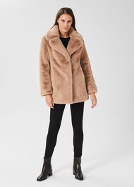 Bethany Faux Fur Coat, Neutral, hi-res