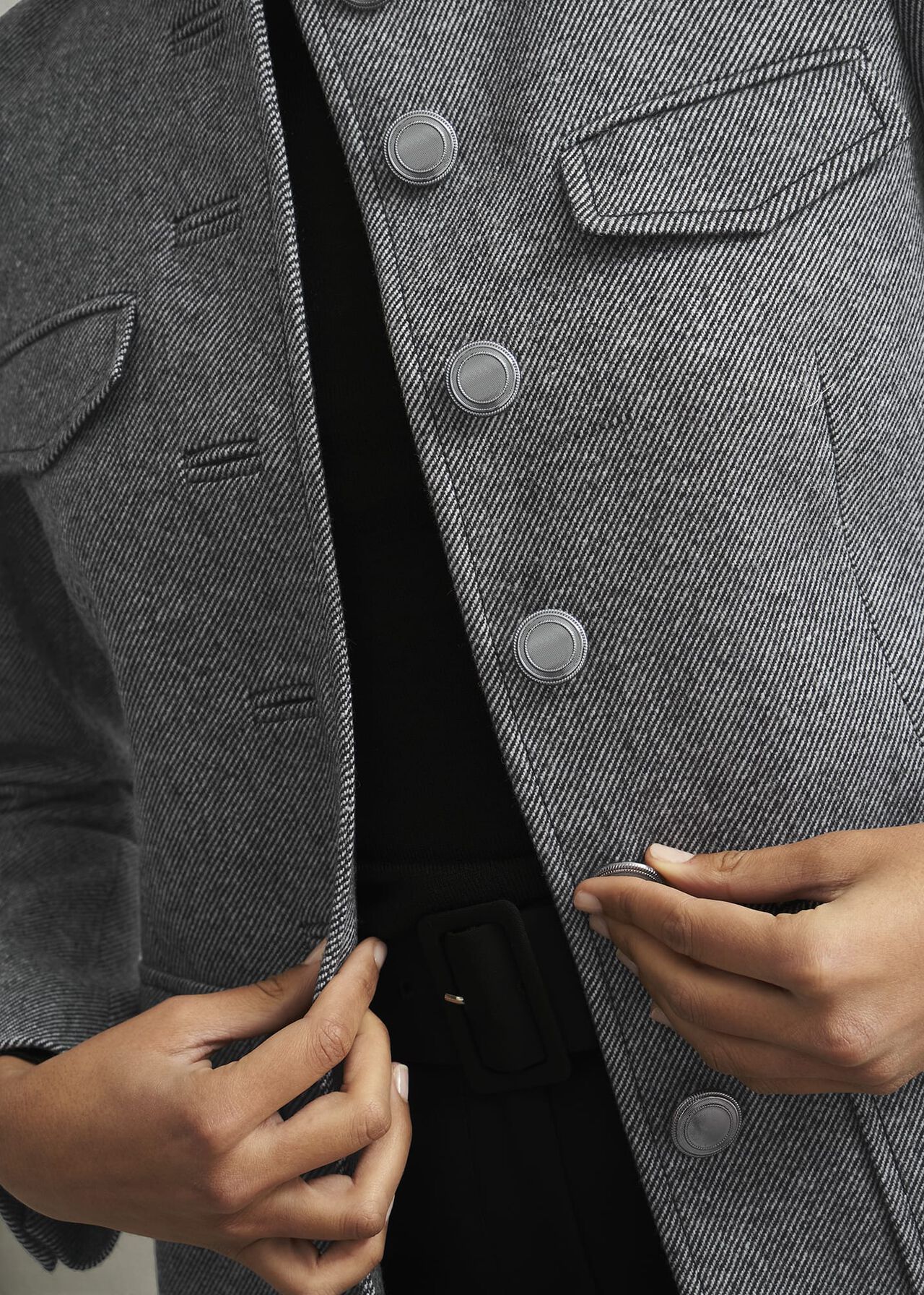 Hetty Wool Blend Coat, Black White, hi-res